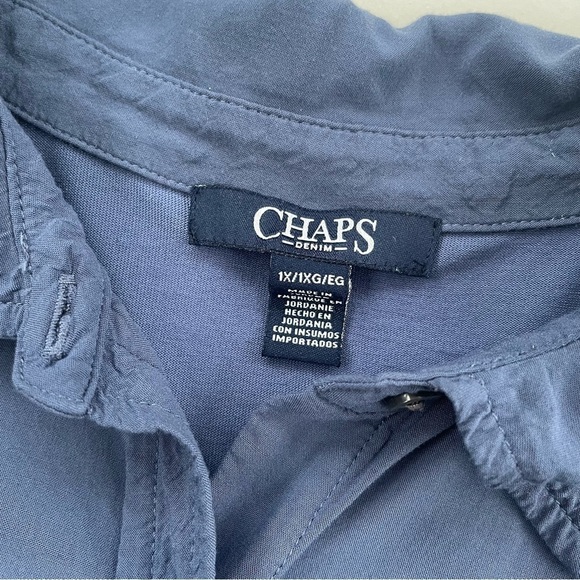 Chaps Denim Women's Slate Blue Soft Drapey Long-sleeve Button Down Size 1X - Picture 4 of 8